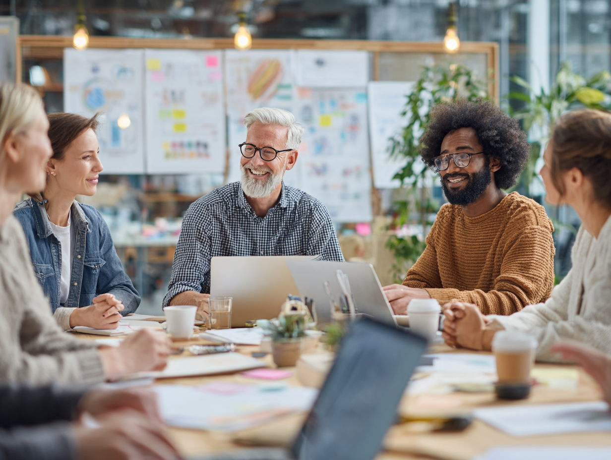 Команда експертів crunitor працює разом над створенням планів харчування в сучасному офісі